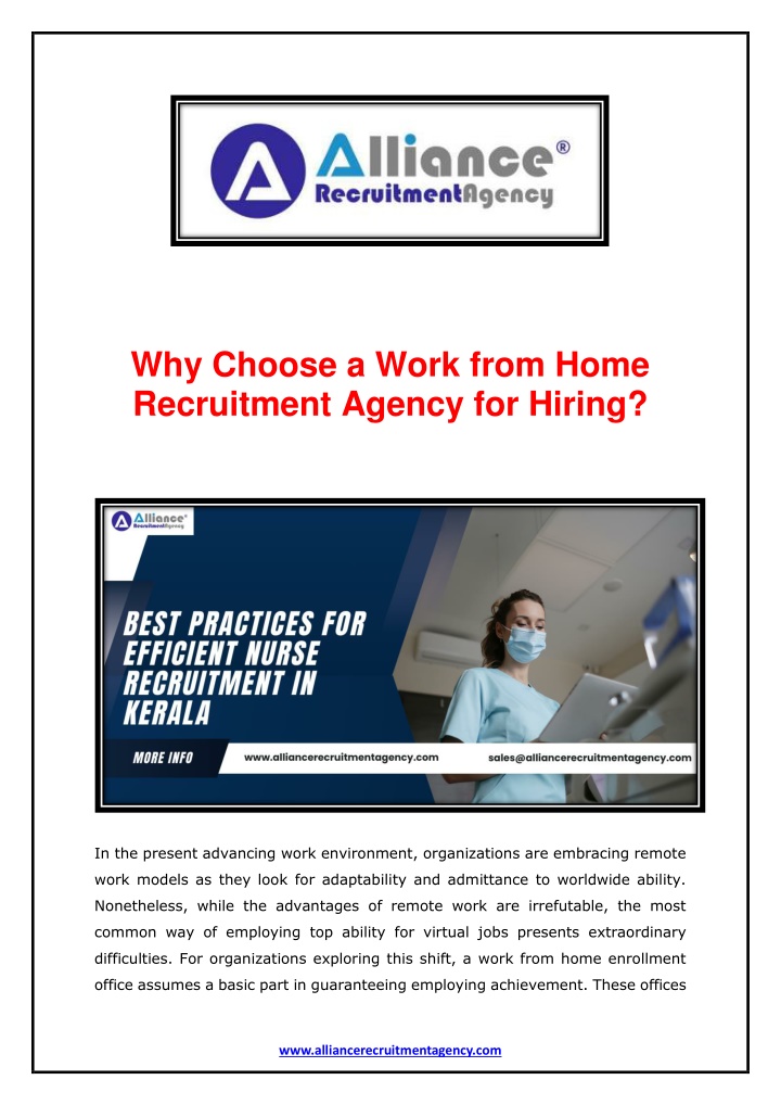why choose a work from home recruitment agency n.w