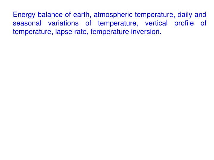 Earth's Energy Balance and Temperature Variations