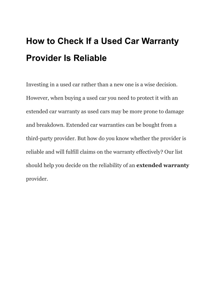 how to check if a used car warranty n.w