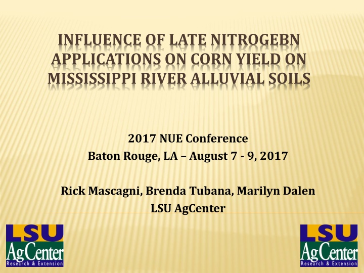 Influence of Late Nitrogen Applications on Corn Yield on Mississippi River Alluvial Soils - 2017 NUE Conference
