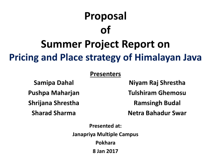 Study on Pricing and Place Strategy of Himalayan Java Coffee: A Detailed Analysis