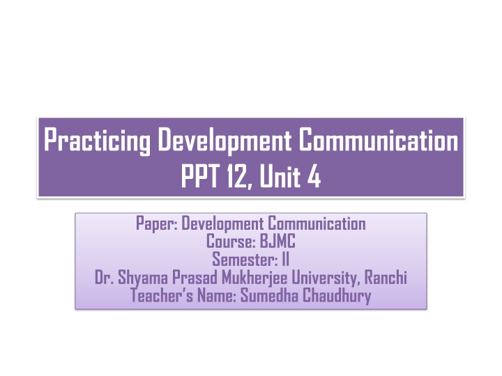 Development Communication Partnerships: A Collaborative Approach for Impact