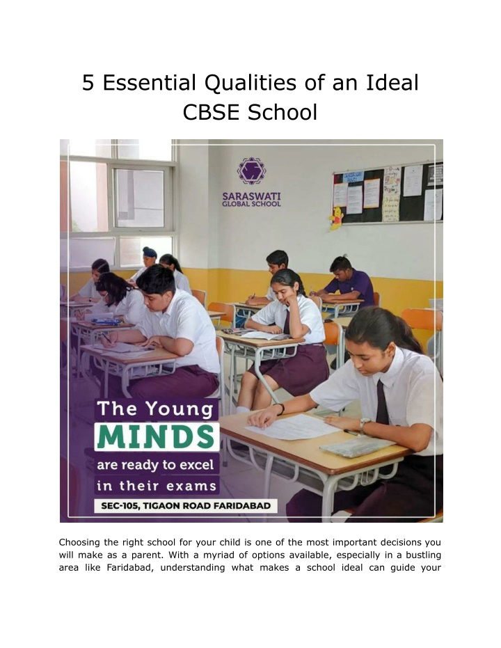 5 essential qualities of an ideal cbse school n.w