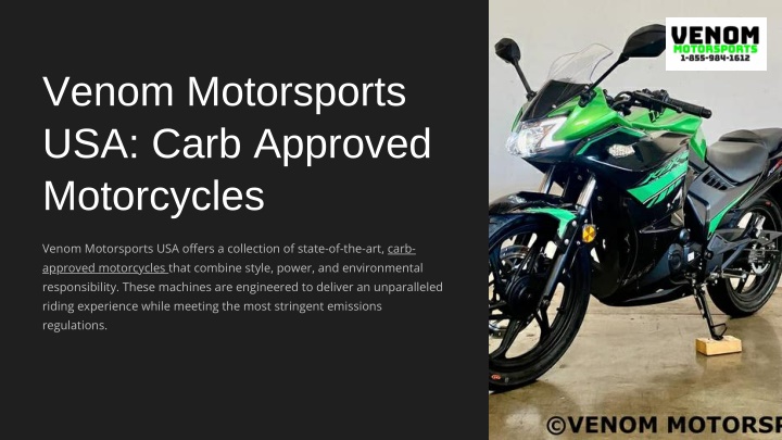 venom motorsports usa carb approved motorcycles n.w