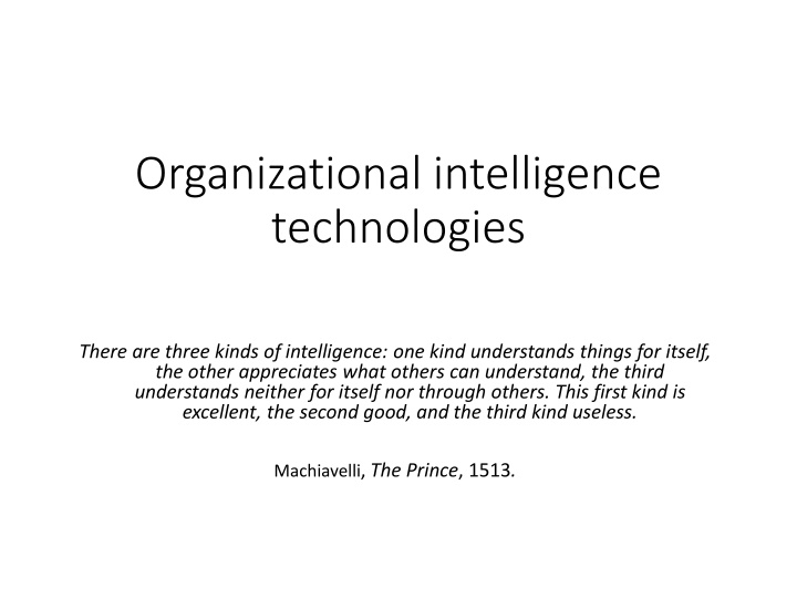 Organizational Intelligence Technologies