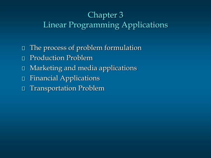 Linear Programming Applications in Production and Marketing