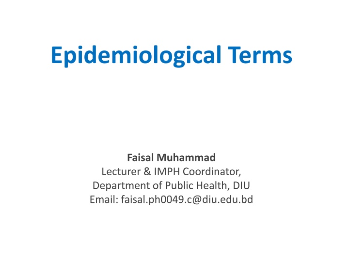 Epidemiological Terms in Public Health