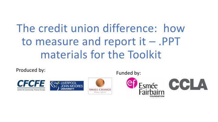 The Credit Union Difference: Measurement and Reporting