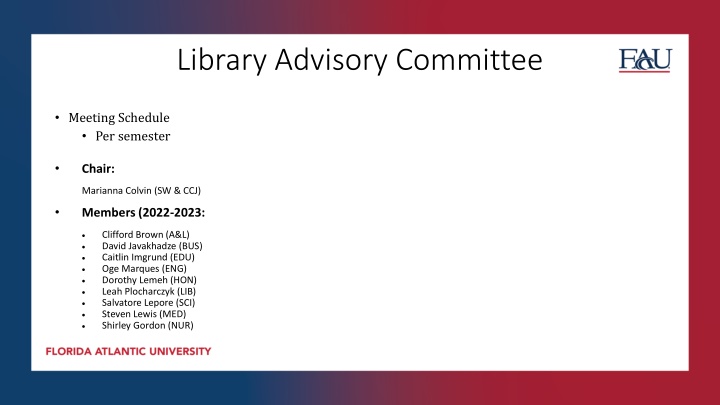 Library Advisory Committee 2022-2023 Overview
