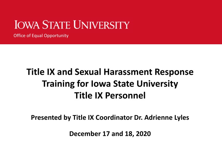 Title IX: Office of Equal Opportunity Training at Iowa State University