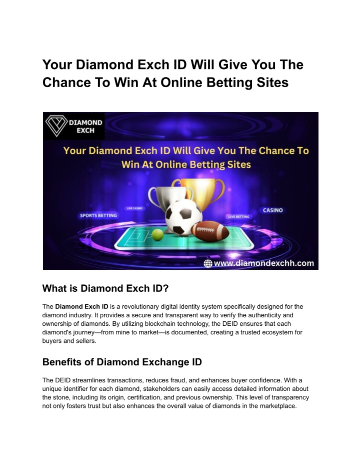 your diamond exch id will give you the chance n.w