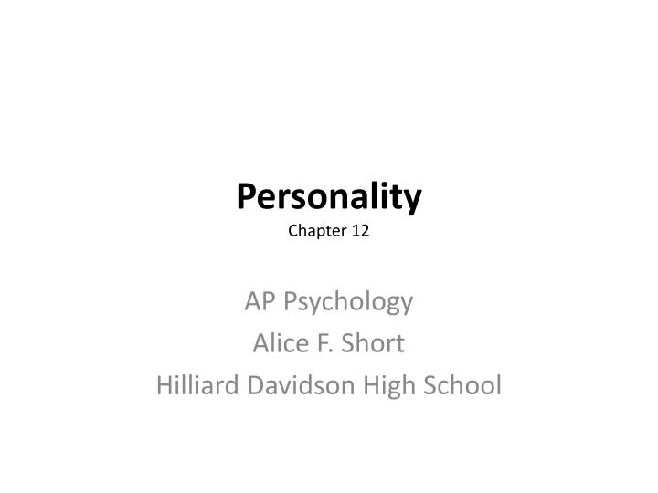Personality Through Psychodynamic Perspectives
