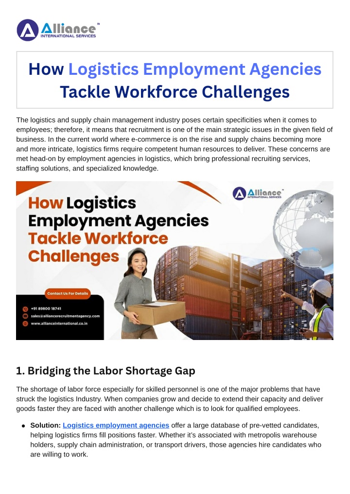 how logistics employment agencies tackle n.w