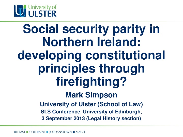 Social Security Parity in Northern Ireland: Constitutional Principles and Devolution