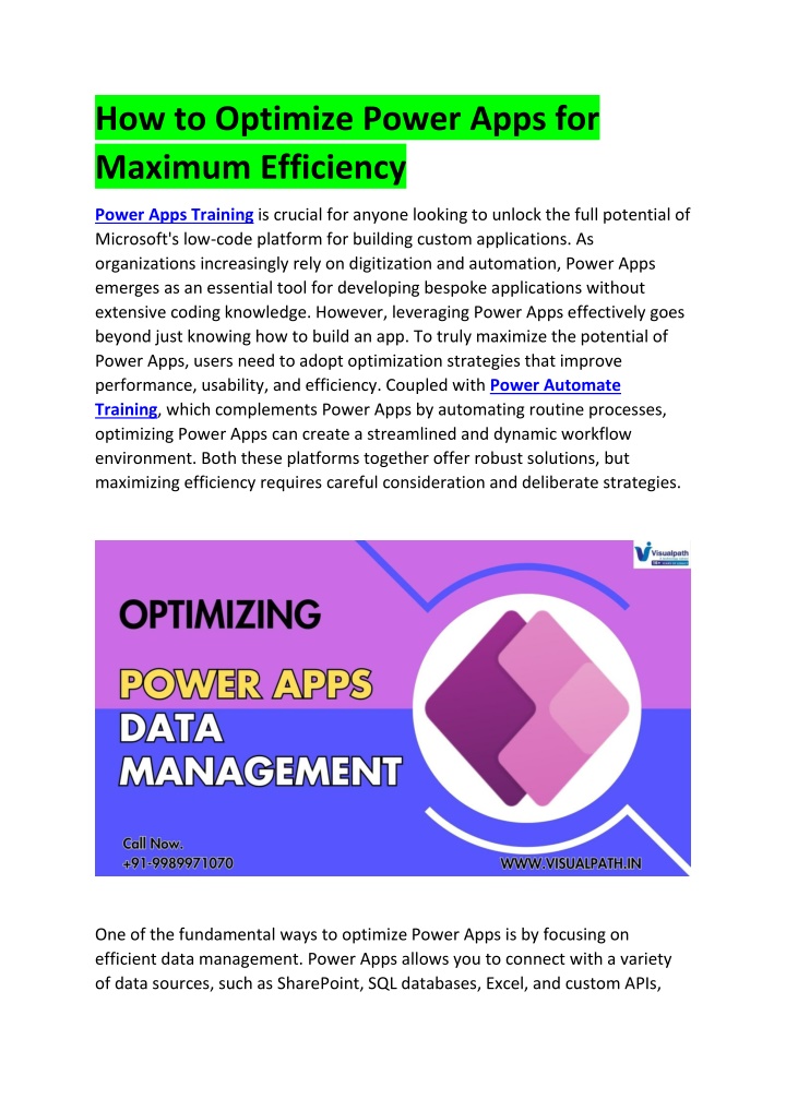 how to optimize power apps for maximum efficiency n.w