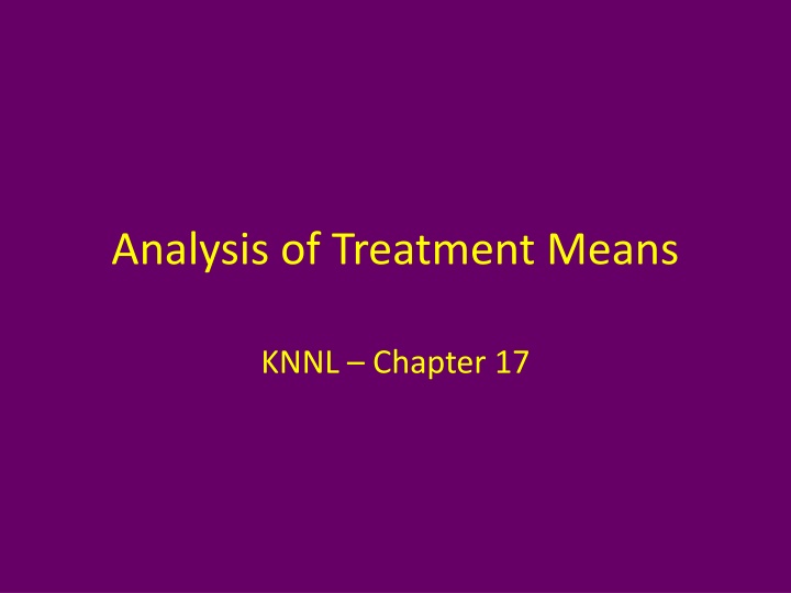 Statistical Analysis of Treatment Means in Experimental Studies