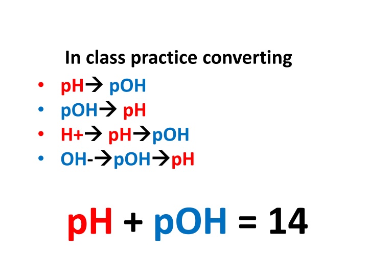 pH and pOH Conversions in Chemistry
