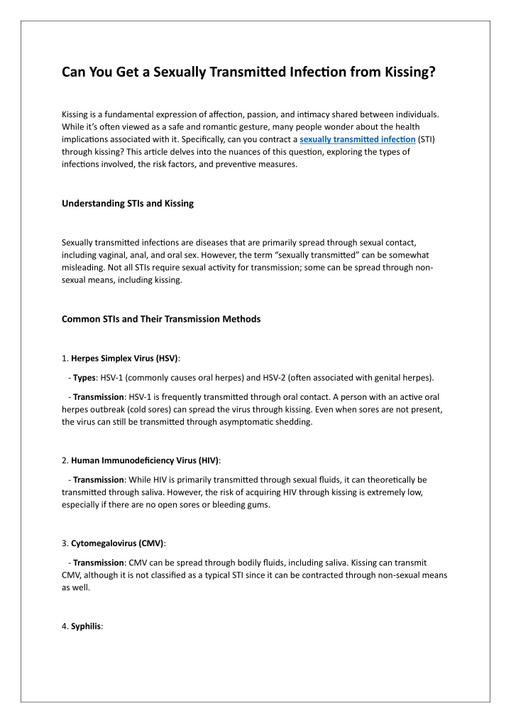 can you get a sexually transmitted infection from n.w