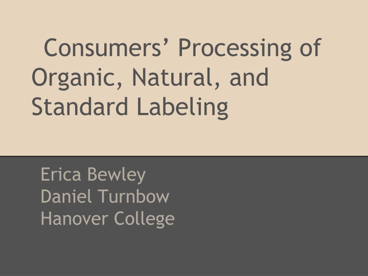 Consumer Behavior Towards Organic and Natural Products