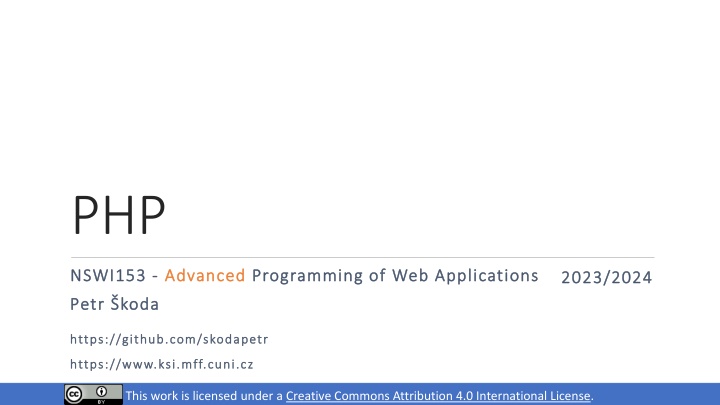 Advanced Programming of Web Applications - PHP