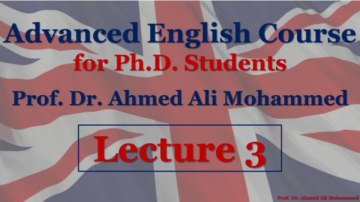Adjectives in Ph.D. English Course by Prof. Dr. Ahmed Ali Mohammed