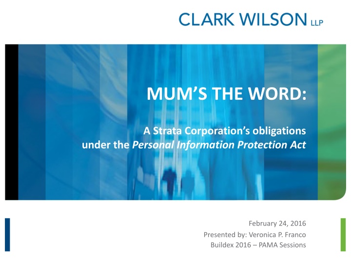 Strata Corporation Obligations under Personal Information Protection Act