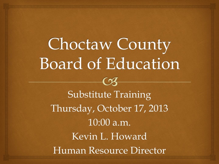 Substitute Training Program for Choctaw County Board of Education