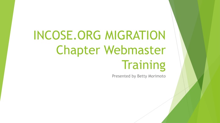 INCOSE Webmaster Training Session Overview