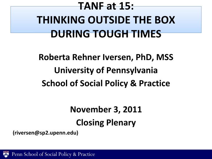 Thinking Outside the Box to Enhance TANF Programs