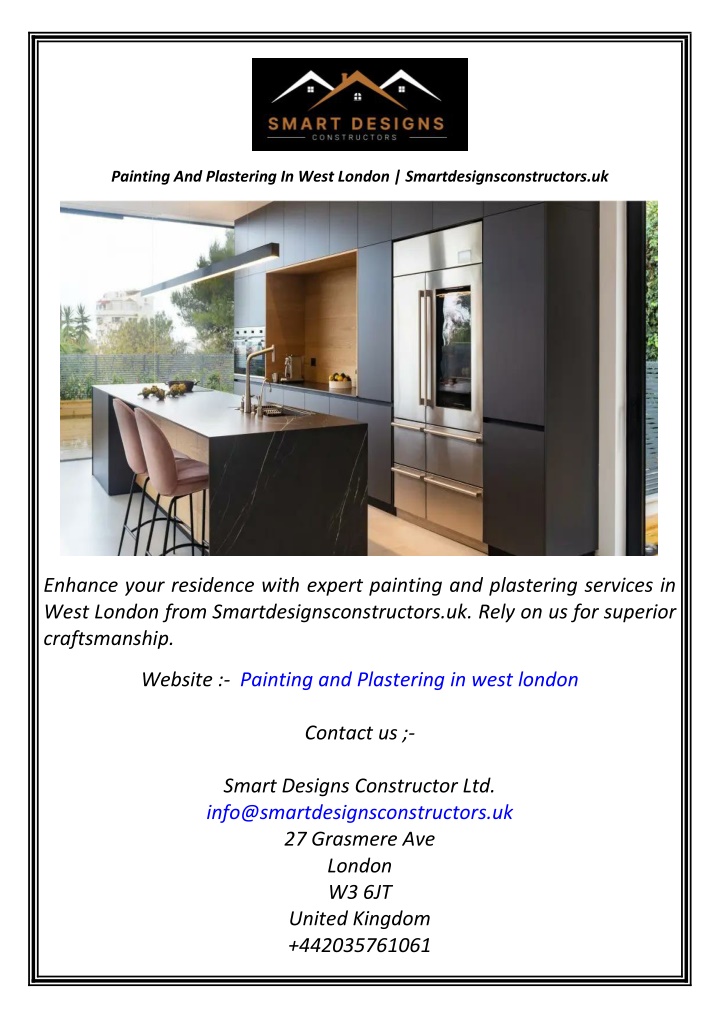 painting and plastering in west london n.w
