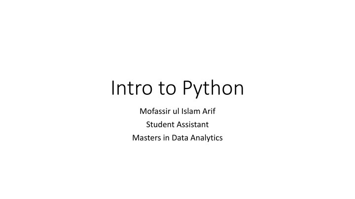Comprehensive Introduction to Python for Data Analytics Students