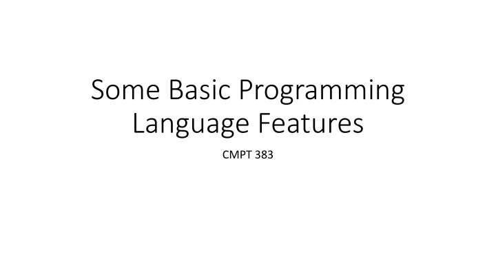 Programming Language Features