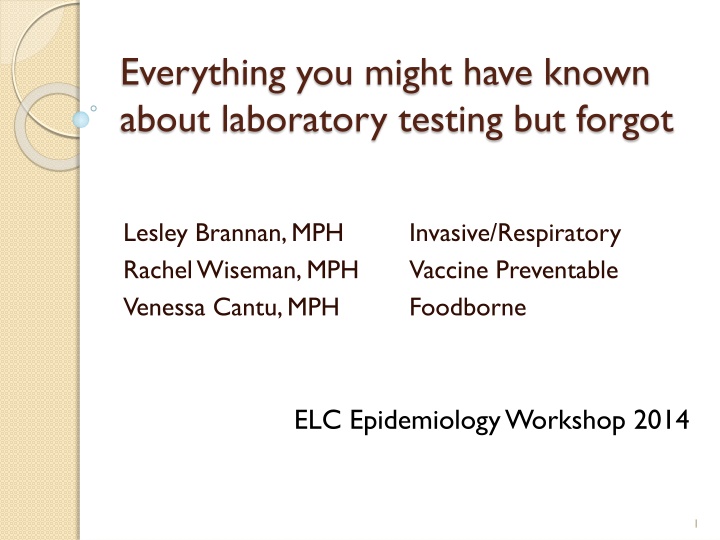 Laboratory Testing and Specimen Submission Guidelines
