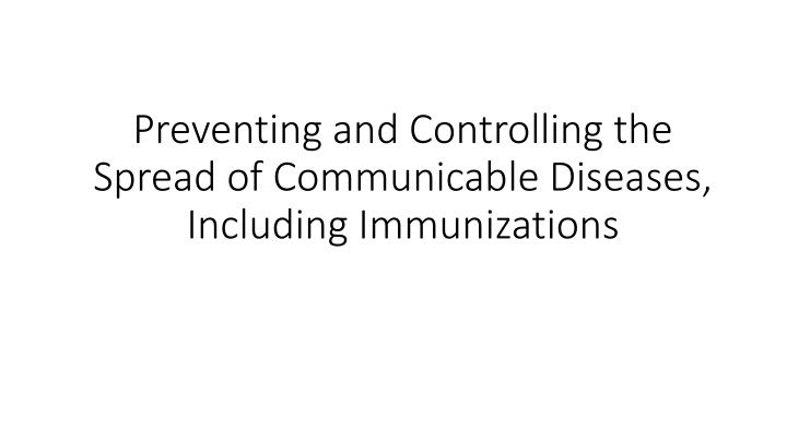 Preventing Communicable Diseases