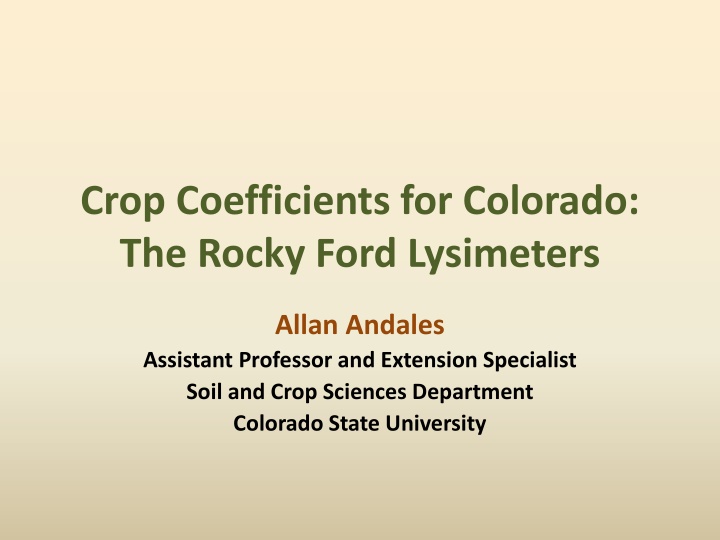 Crop Coefficients in Colorado