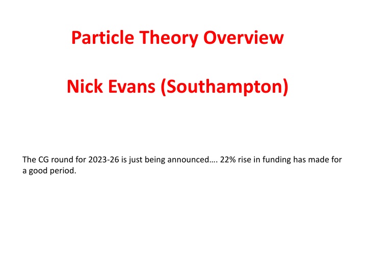 Particle Theory Overview: Funding Rise and Academic Quality Boost in UK Theoretical Physics