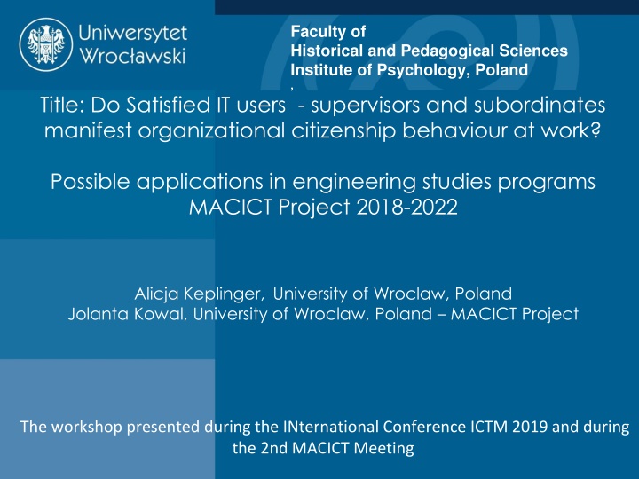 Impact of Job Satisfaction on Organizational Citizenship Behavior in IT Users: A Study in Poland