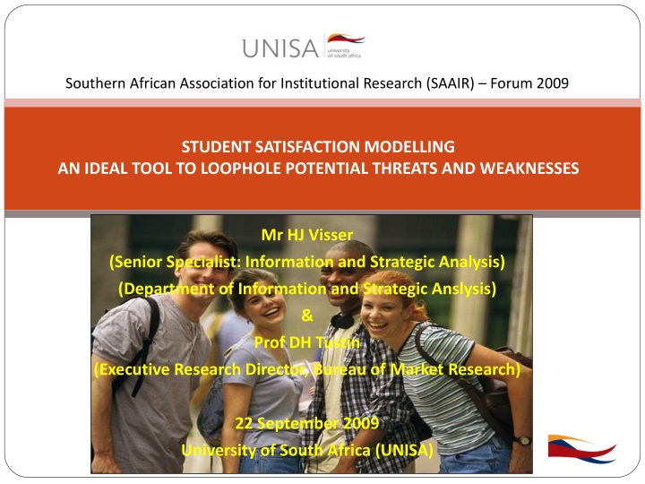 Student Satisfaction Modelling at SAAIR Forum 2009