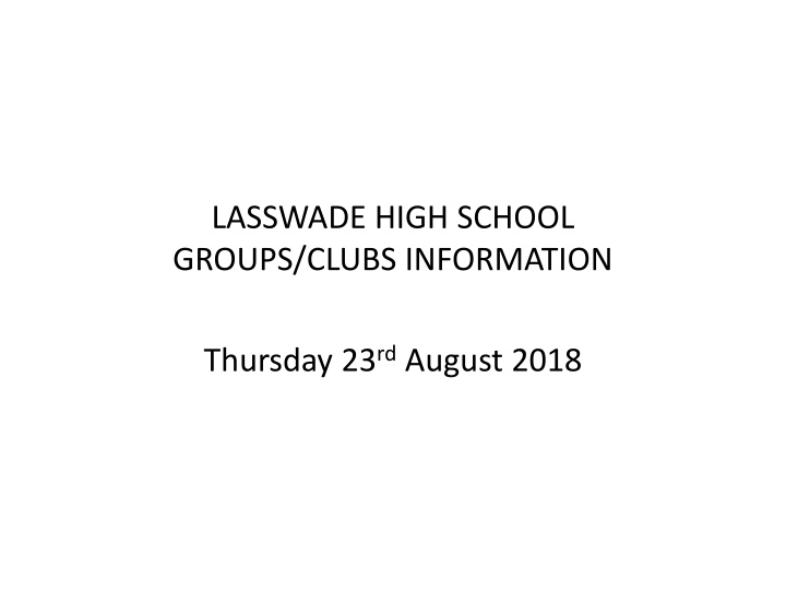 Lasswade High School Announcements and Events