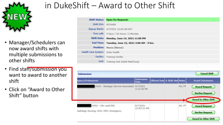 Efficient Shift Award Management in DukeShift System