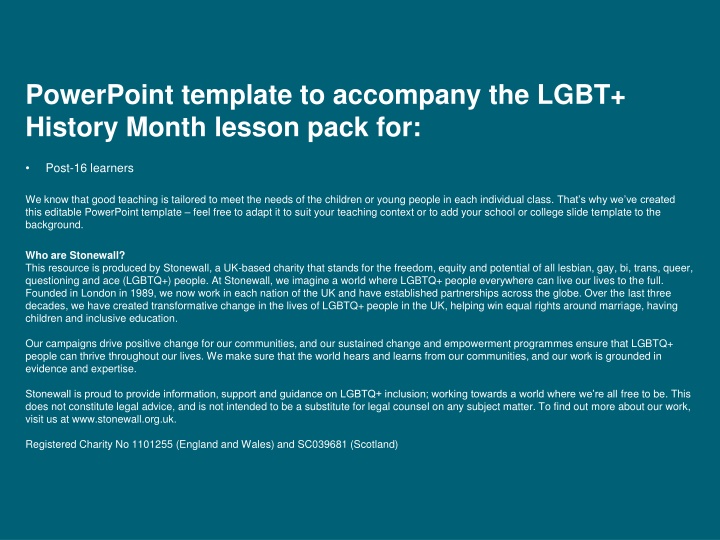 Empowering Social Change Through LGBT+ History: Lesson Pack for Post-16 Learners