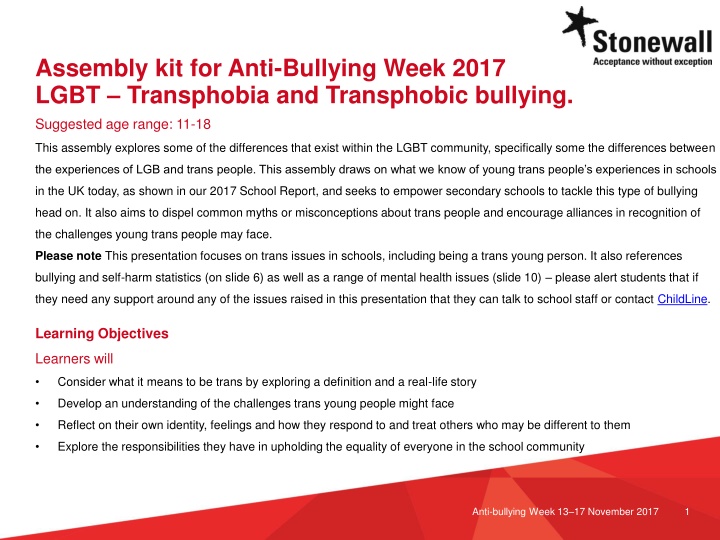 Addressing LGBT Transphobia and Bullying in Schools