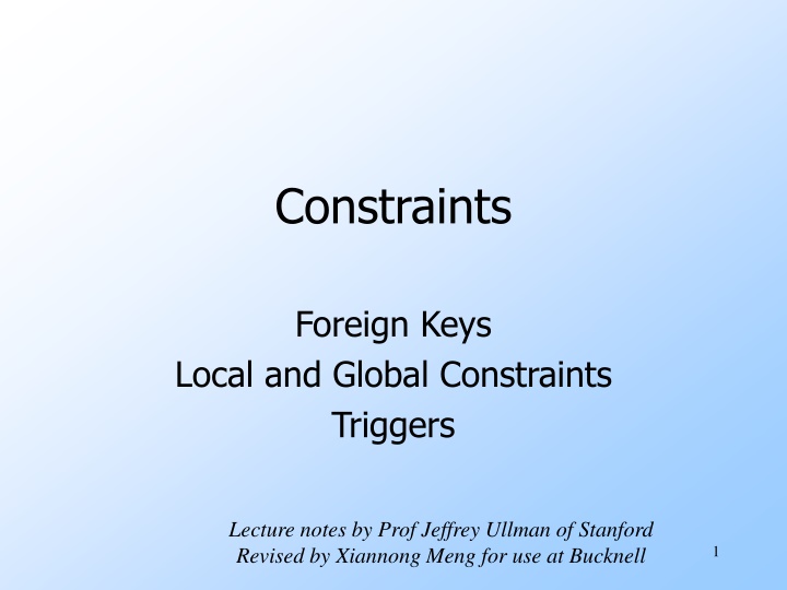 Database Constraints, Keys, and Triggers