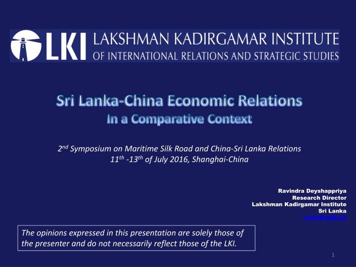 Sri Lanka-China Economic Relations and Maritime Silk Road Symposium