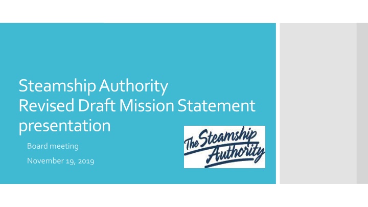Steamship Authority Revised Mission Statement Development Progress