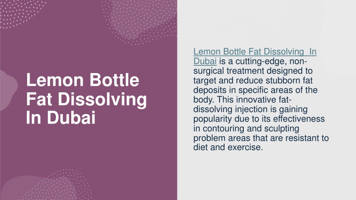 Lemon Bottle Fat Dissolving In Dubai