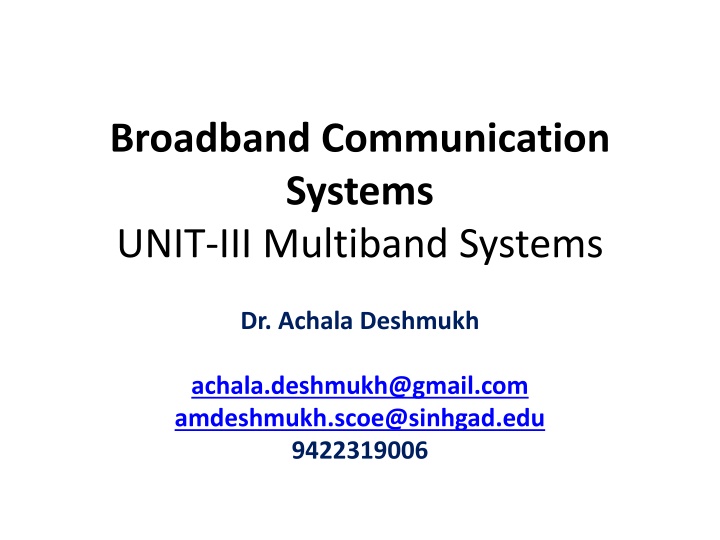 Multiband Systems in Broadband Communication