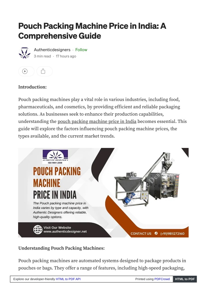 pouch packing machine price in india n.w