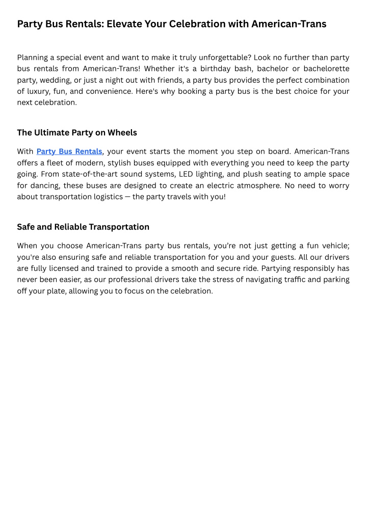 party bus rentals elevate your celebration with n.w