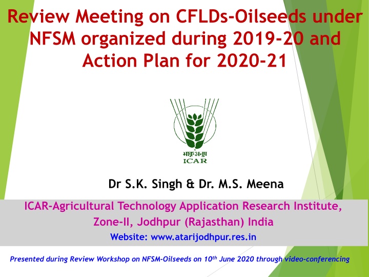 Review of CFLDs-Oilseeds under NFSM and Action Plan for 2020-21